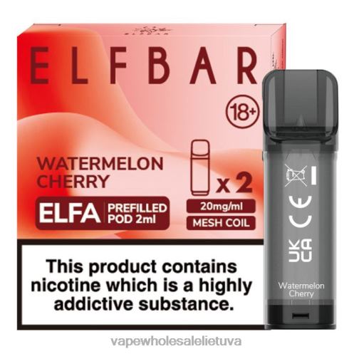 Bez Nikotinove Vape Z8D0T329 | ELFBAR Elfa arbūzo vyšnia užpildyta ankštis - 2ml - 20mg (2 pakuotės)
