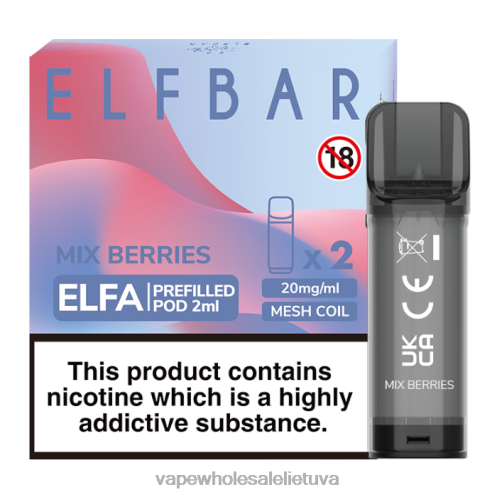 Bez Nikotinove Vape Z8D0T339 | ELFBAR Elfa sumaišykite uogas užpildyta ankštis - 2ml - 20mg (2 pakuotės)