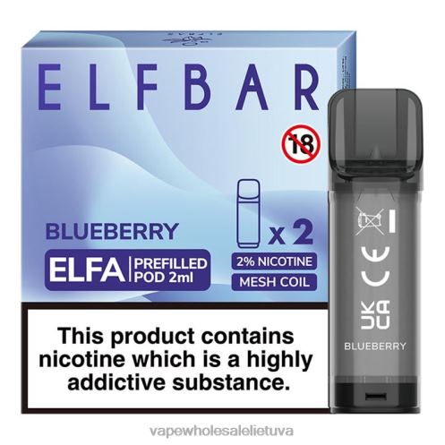 E Cigareciu Skysciai Z8D0T316 | ELFBAR Elfa mėlynių užpildyta ankštis - 2ml - 20mg (2 pakuotės)