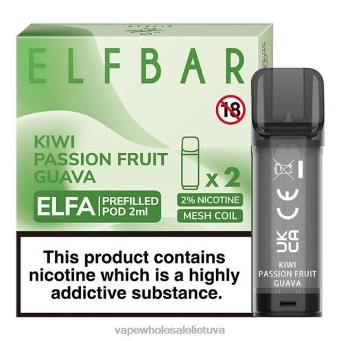 E Cigareciu Skysciai Z8D0T326 | ELFBAR Elfa kivi pasifloros gvajava užpildyta ankštis - 2ml - 20mg (2 pakuotės)