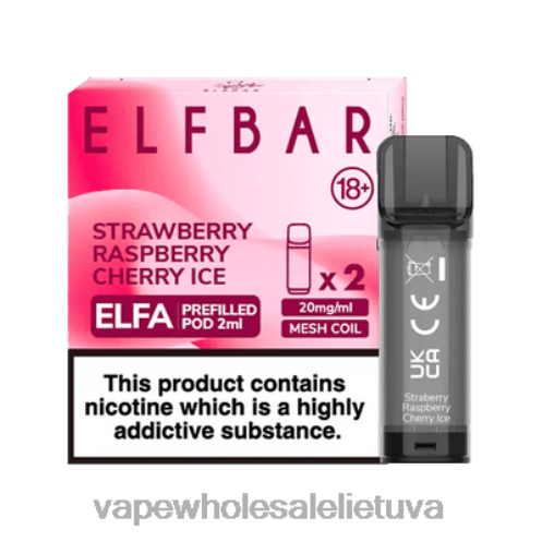 E Cigareciu Skysciai Z8D0T336 | ELFBAR Elfa braškių aviečių vyšnių ledas užpildyta ankštis - 2ml - 20mg (2 pakuotės)