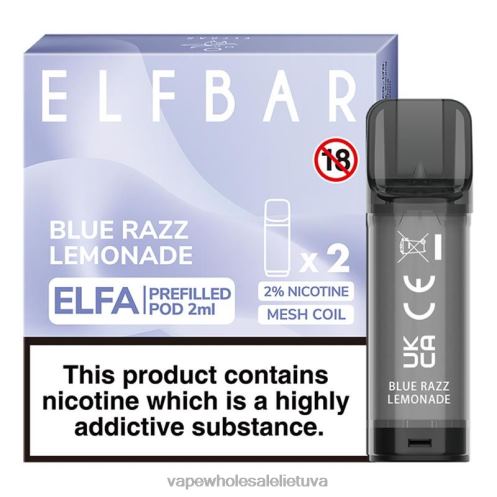 E Cigareciu Z8D0T327 | ELFBAR Elfa mėlynas razz limonadas užpildyta ankštis - 2ml - 20mg (2 pakuotės)