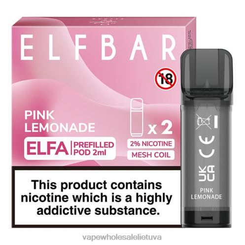 Nikotinove Vape Z8D0T320 | ELFBAR Elfa rožinis limonadas užpildyta ankštis - 2ml - 20mg (2 pakuotės)