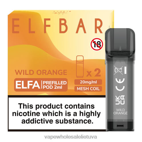 Nikotinove Vape Z8D0T340 | ELFBAR Elfa laukinis apelsinas užpildyta ankštis - 2ml - 20mg (2 pakuotės)