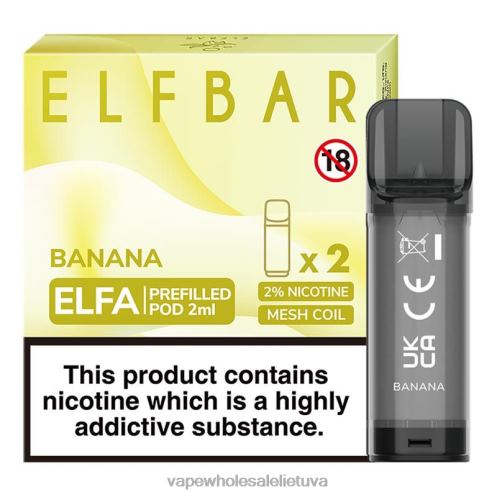 Vape Lietuva Z8D0T315 | ELFBAR Elfa bananas užpildyta ankštis - 2ml - 20mg (2 pakuotės)