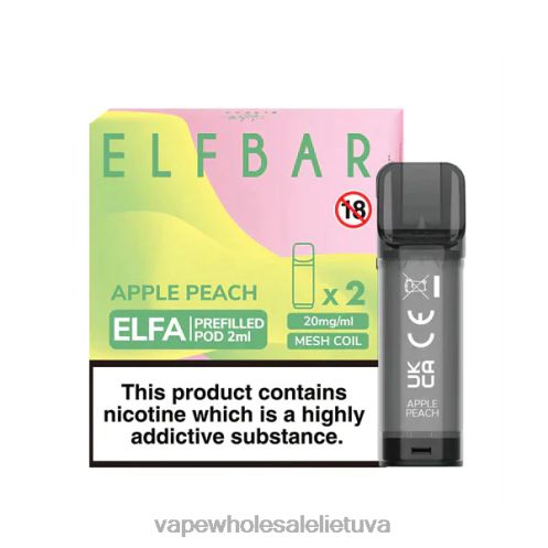 Vape Lietuva Z8D0T325 | ELFBAR Elfa obuolinis persikas užpildyta ankštis - 2ml - 20mg (2 pakuotės)