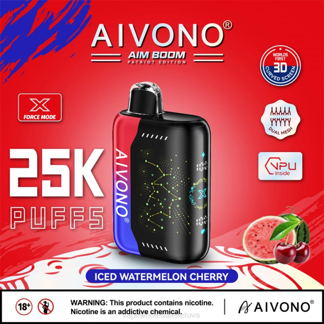 Aivono AIM BOOM 25 000 ledinė arbūzo vyšnia - 4FRZ347 Vape Shop Vilnius