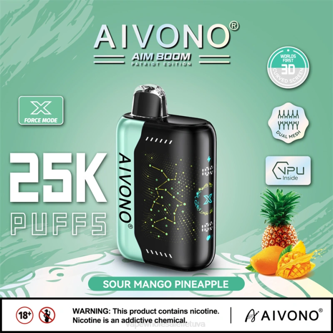 Aivono AIM BOOM 25 000 rūgštus mango ananasas - 4FRZ351 Vape Wholesale Lietuva