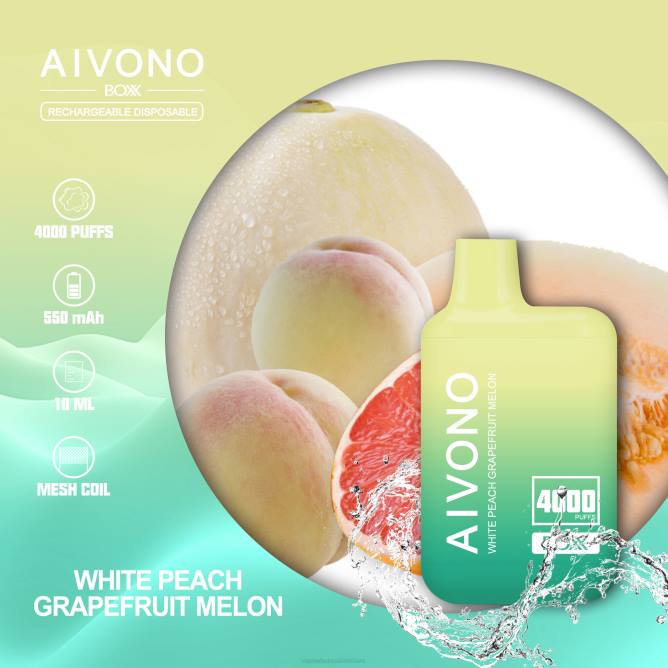Aivono AIM BOXX 4000 baltas persikas greipfrutas melionas - 4FRZ224 Vape Wholesaler