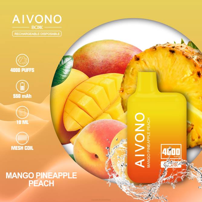 Aivono AIM BOXX 4000 mango ananasų persikas - 4FRZ219 Vape Be Nikotino