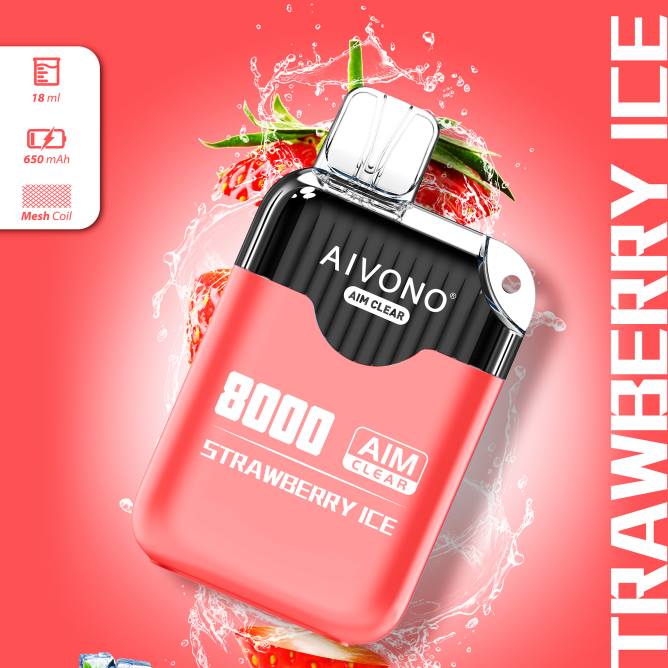 Aivono AIM CLEAR 8000 braškių ledų - 4FRZ205 Vape Be Nikotino
