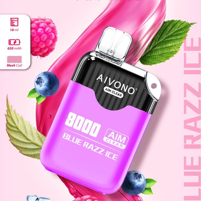 Aivono AIM CLEAR 8000 mėlynas razz ledas - 4FRZ202 Vape Wholesale Supplier