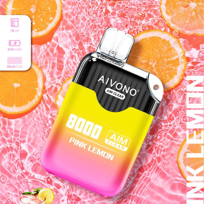 Aivono AIM CLEAR 8000 rožinė citrina - 4FRZ211 Vape Wholesale Lietuva