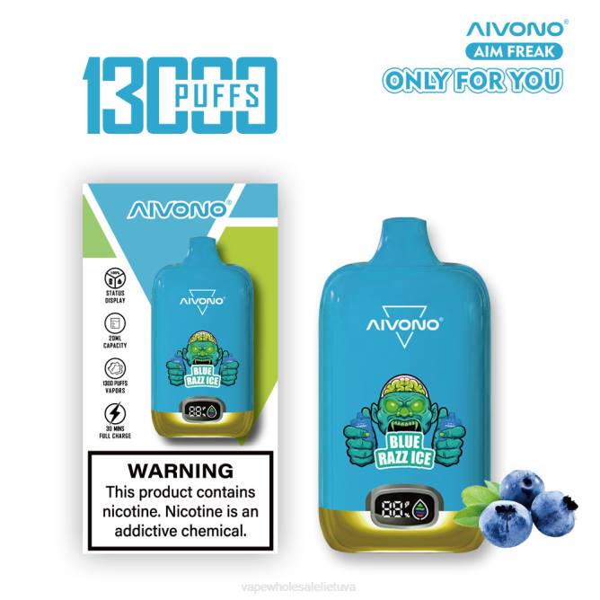 Aivono AIM FREAK 13 000 mėlynas razz ledas - 4FRZ242 Vape Shop Vilnius