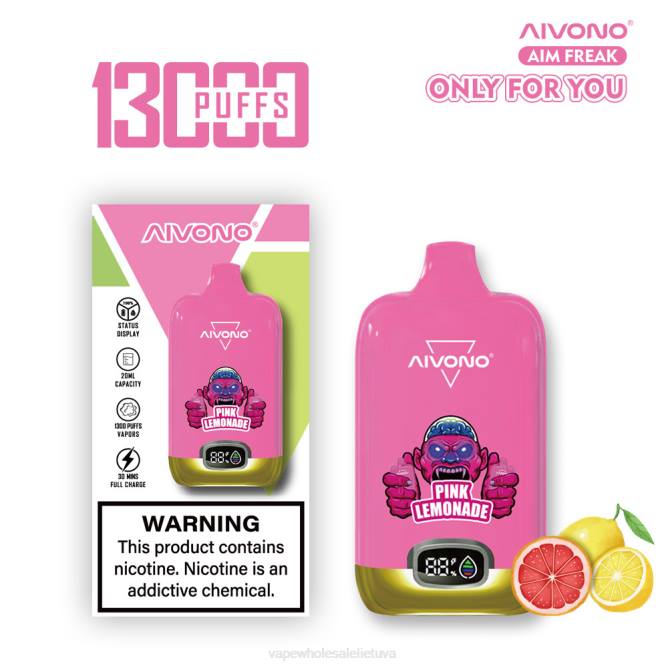 Aivono AIM FREAK 13 000 rožinis limonadas - 4FRZ249 Vape Shop Vilnius