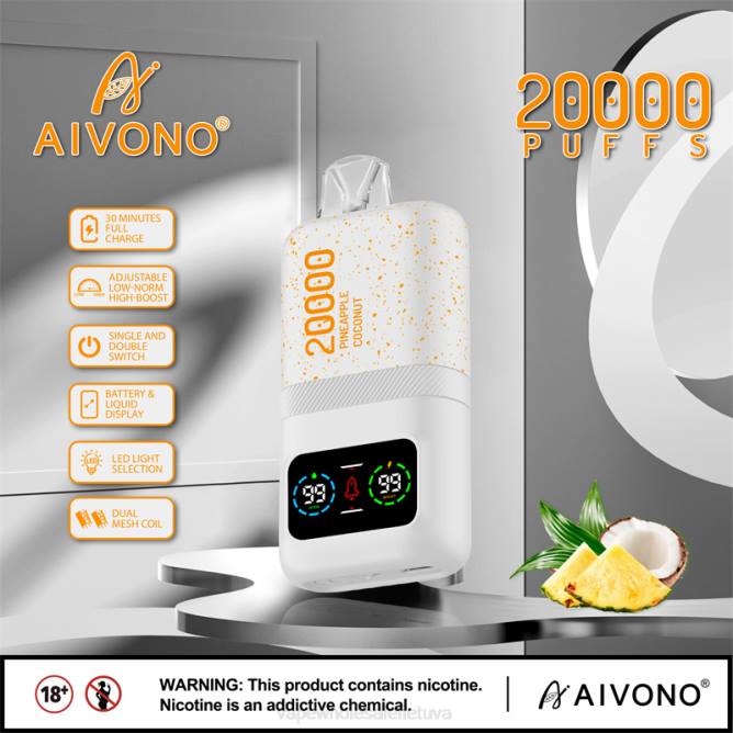 Aivono AIM magic 20 000 ananasų kokoso ledas - 4FRZ76 Vape Wholesale Supplier