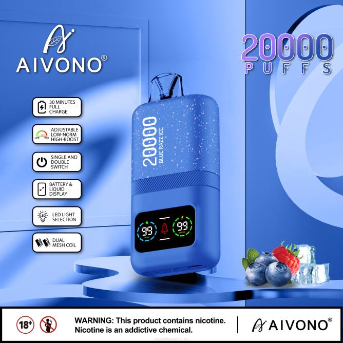 Aivono AIM magic 20 000 mėlynas razz ledas - 4FRZ79 Vape Be Nikotino