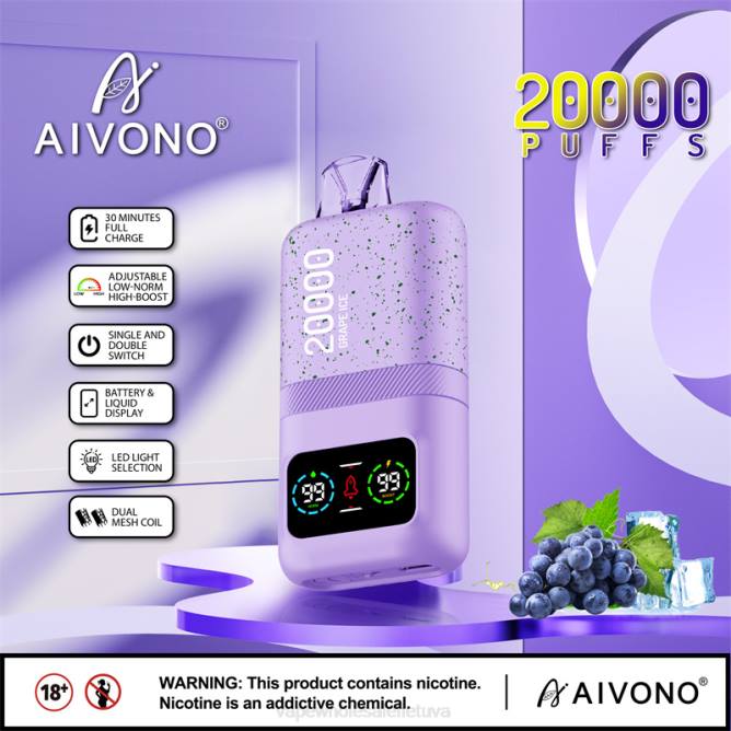 Aivono AIM magic 20 000 vynuogių ledas - 4FRZ86 Vape Be Nikotino