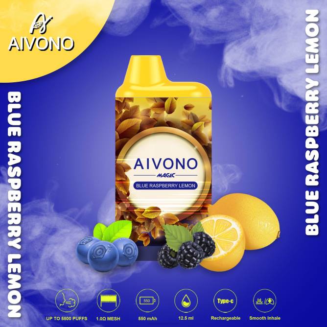 Aivono AIM MAGIC 5800 burnos dėžutės cigaretė mėlyna aviečių citrina - 4FRZ91 Vape Wholesaler