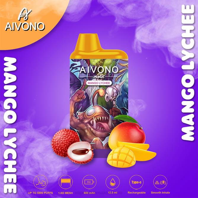 Aivono AIM MAGIC 5800 burnos dėžutės cigaretė mango ličiai - 4FRZ98 Vape Wholesaler