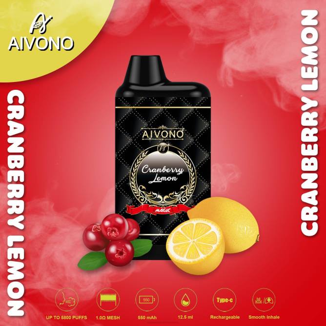 Aivono AIM MAGIC 5800 burnos dėžutės cigaretė spanguolių citrina - 4FRZ89 Vape Lietuva