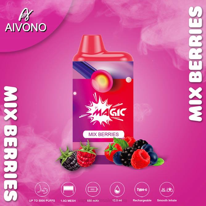 Aivono AIM MAGIC 5800 burnos dėžutės cigaretė sumaišykite uogas - 4FRZ100 Vape Be Nikotino