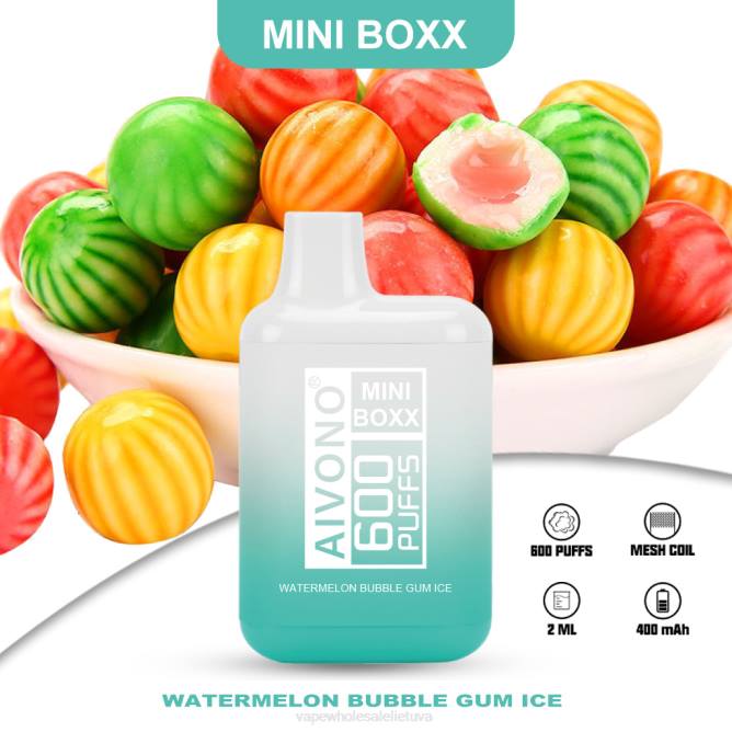 Aivono AIM MINI BOXX 600 arbūzų burbulinės gumos ledas - 4FRZ235 Vape Shop Vilnius