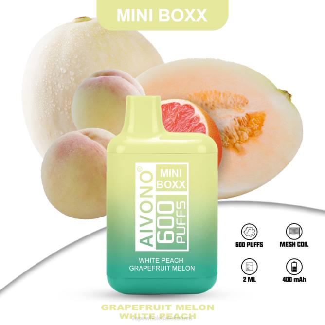 Aivono AIM MINI BOXX 600 baltas persikas greipfrutas melionas - 4FRZ241 Vape Shop Kaunas