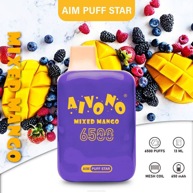 Aivono AIM PUFF STAR 6500 mišrus mangas - 4FRZ296 Vape Be Nikotino