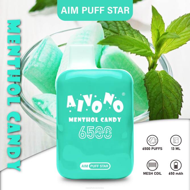 Aivono AIM PUFF STAR 6500 saldainiai su mentoliu - 4FRZ295 Vape Wholesale Lietuva
