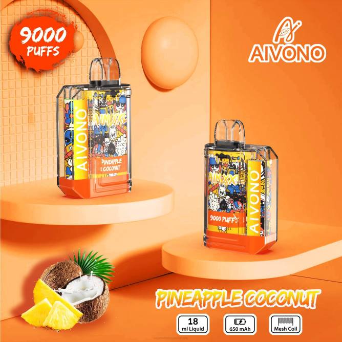 Aivono AIM XXL 9000 burnos lipdukas skaidrus ananasų kokoso - 4FRZ52 Vape Shop Kaunas