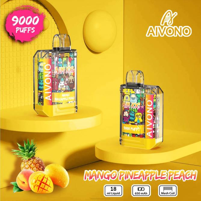 Aivono AIM XXL 9000 burnos lipdukas skaidrus mango ananasų persikas - 4FRZ49 Vape Wholesaler