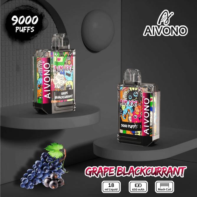 Aivono AIM XXL 9000 burnos lipdukas skaidrus vynuogių juodųjų serbentų - 4FRZ56 Vape Wholesaler