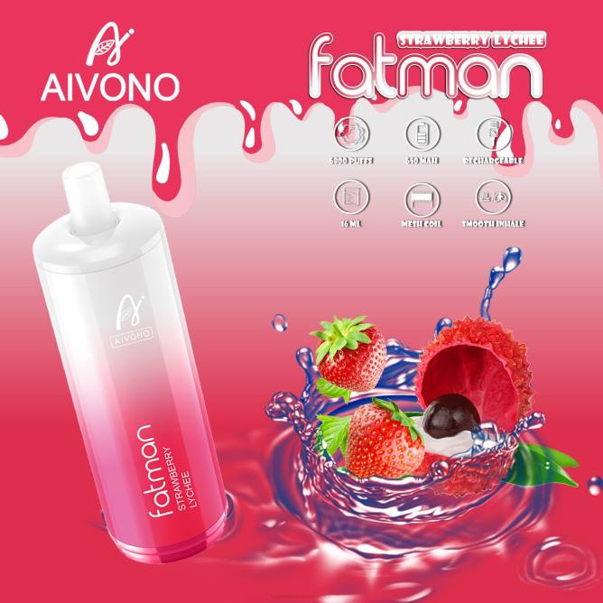 Aivono FATMAN 6800 braškių ličiai - 4FRZ23 Vape Be Nikotino