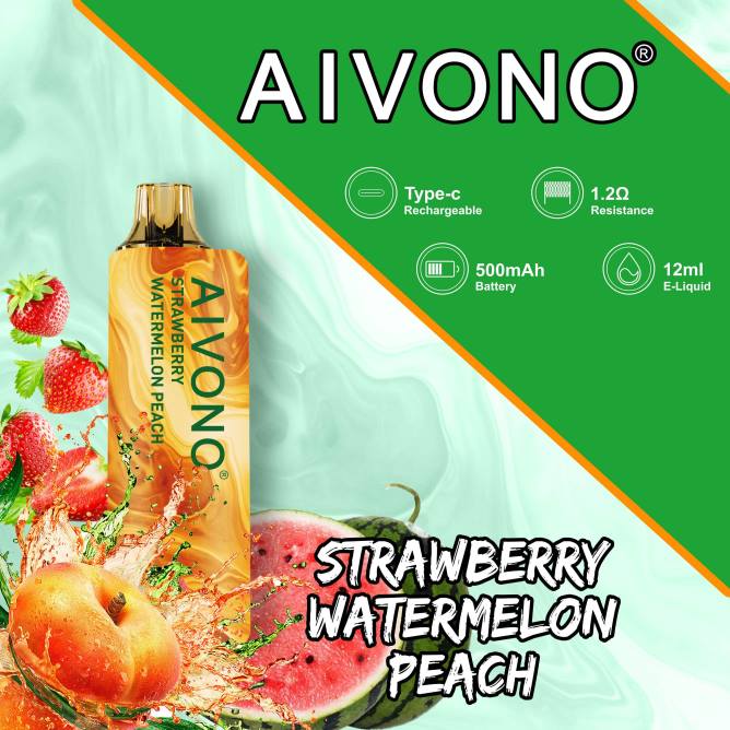 Aivono AIM GUN 7000 braškinis arbūzas persikas - 4FRZ108 Vape Shop Kaunas