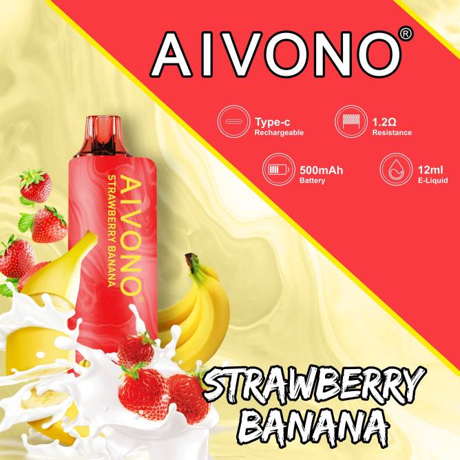 Aivono AIM GUN 7000 braškinis bananas - 4FRZ107 Vape Be Nikotino
