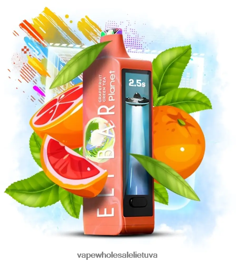 Elf Bar Planet 25 000 - 2LXB8417 greipfrutų žalioji arbata Vape Shop Kaunas