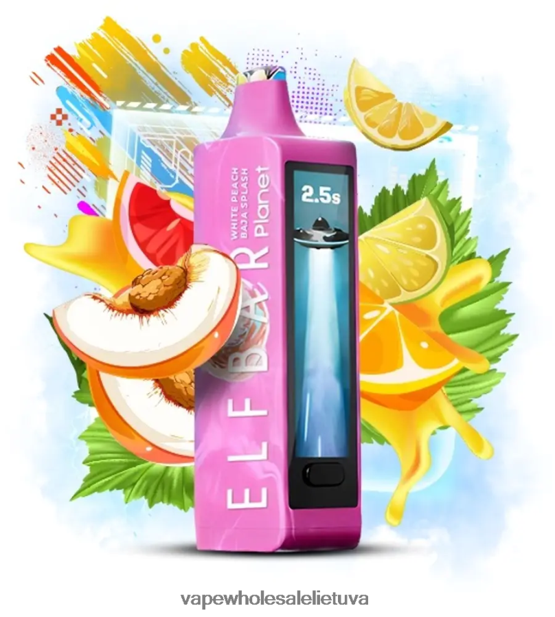 Elf Bar Planet 25 000 - 2LXB8420 baltas persikas baja purslai Vape Wholesale Supplier