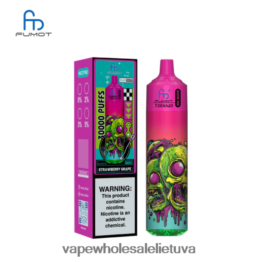 Bez Nikotinove Vape 6V628P27 braškių vynuogių Fumot Tornado 30k muzika