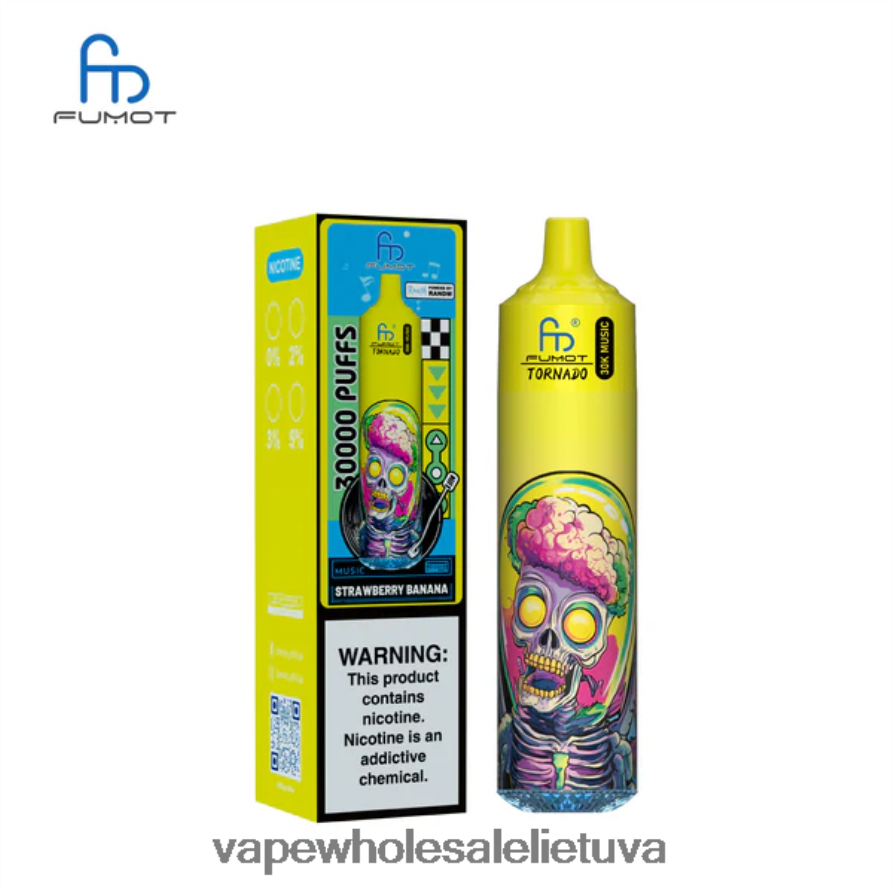 E Cigareciu 6V628P25 braškinis bananas Fumot Tornado 30k muzika