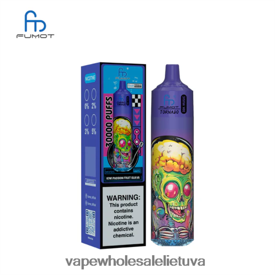 Vape Lietuva 6V628P14 kivi pasifloros gvajava Fumot Tornado 30k muzika