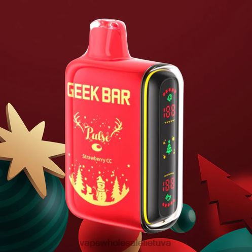 E Cigareciu Skysciai Z8D0T86 | GEEK BAR Pulse braškių cc šventinis leidimas 7500 išpūtimų / 15 000 įkvėpimų