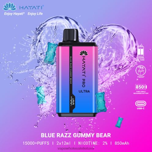 Bez Nikotinove Vape Z8D0T199 | Hayati Pro Ultra mėlynas razz guminukas
