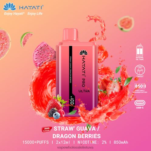 Bez Nikotinove Vape Z8D0T229 | Hayati Pro Ultra braškių gvajavos/drakono uogos