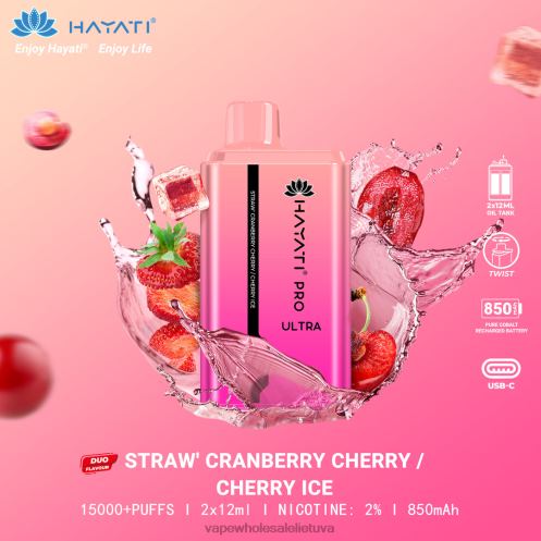 Nikotinove Vape Z8D0T230 | Hayati Pro Ultra braškių spanguolių vyšnių-vyšnių ledas