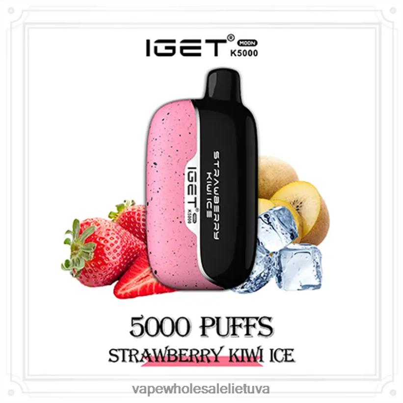 Bez Nikotinove Vape 22NZ2818 braškių kivių ledukai IGET Moon 5000 tūkst