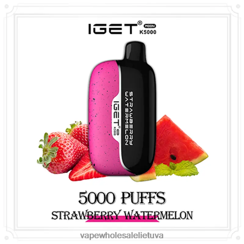 Bez Nikotinove Vape 22NZ289 braškinis arbūzas IGET Moon 5000 tūkst