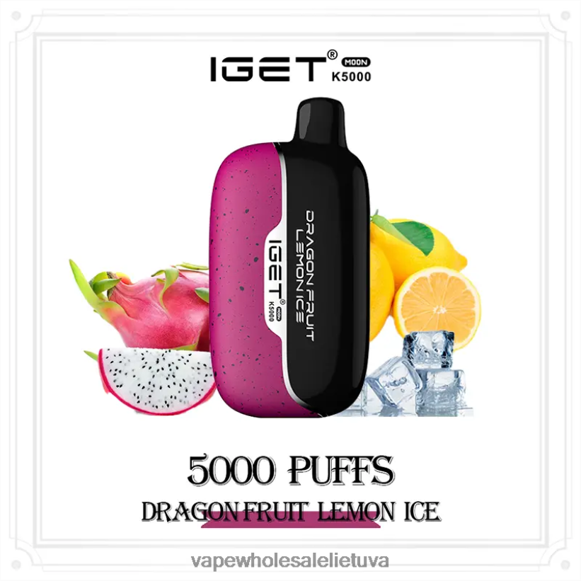 Vape Be Nikotino 22NZ2820 drakono vaisių citrininis ledas IGET Moon 5000 tūkst