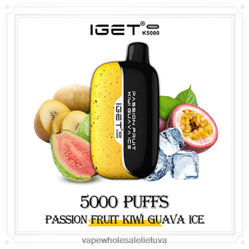 Vape Be Nikotino 22NZ282 aistros vaisių kivi gvajavos ledas IGET Moon 5000 tūkst