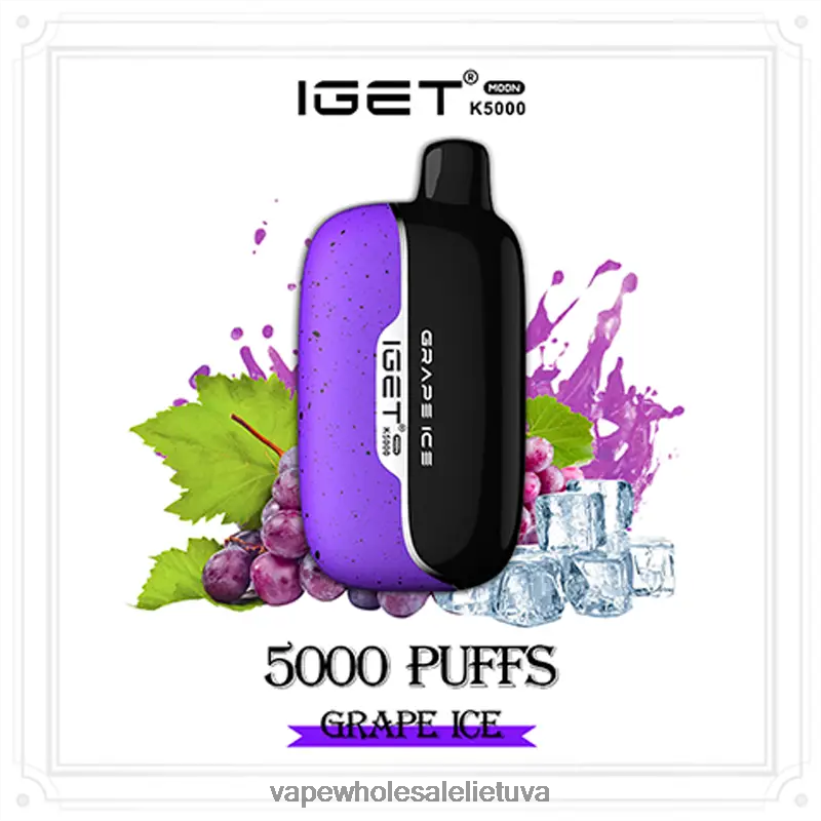 Vape Shop Vilnius 22NZ284 vynuogių ledas IGET Moon 5000 tūkst